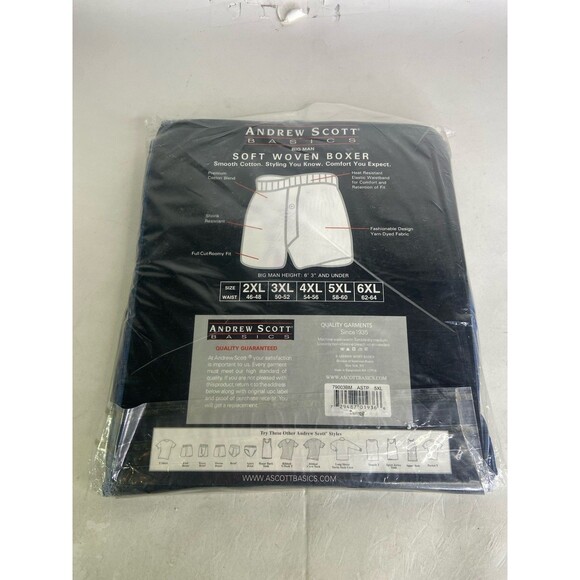 Andrew Scott Basics 3 Pack Woven Boxer Shorts Underwear Mens Size 5XL 58-60 VTG - Picture 3 of 4